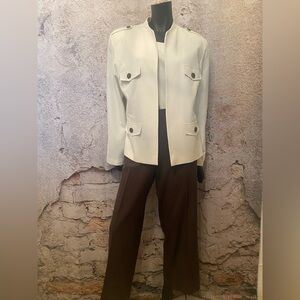 Vanity Fair 3 Piece Ivory Brown Trouser Set